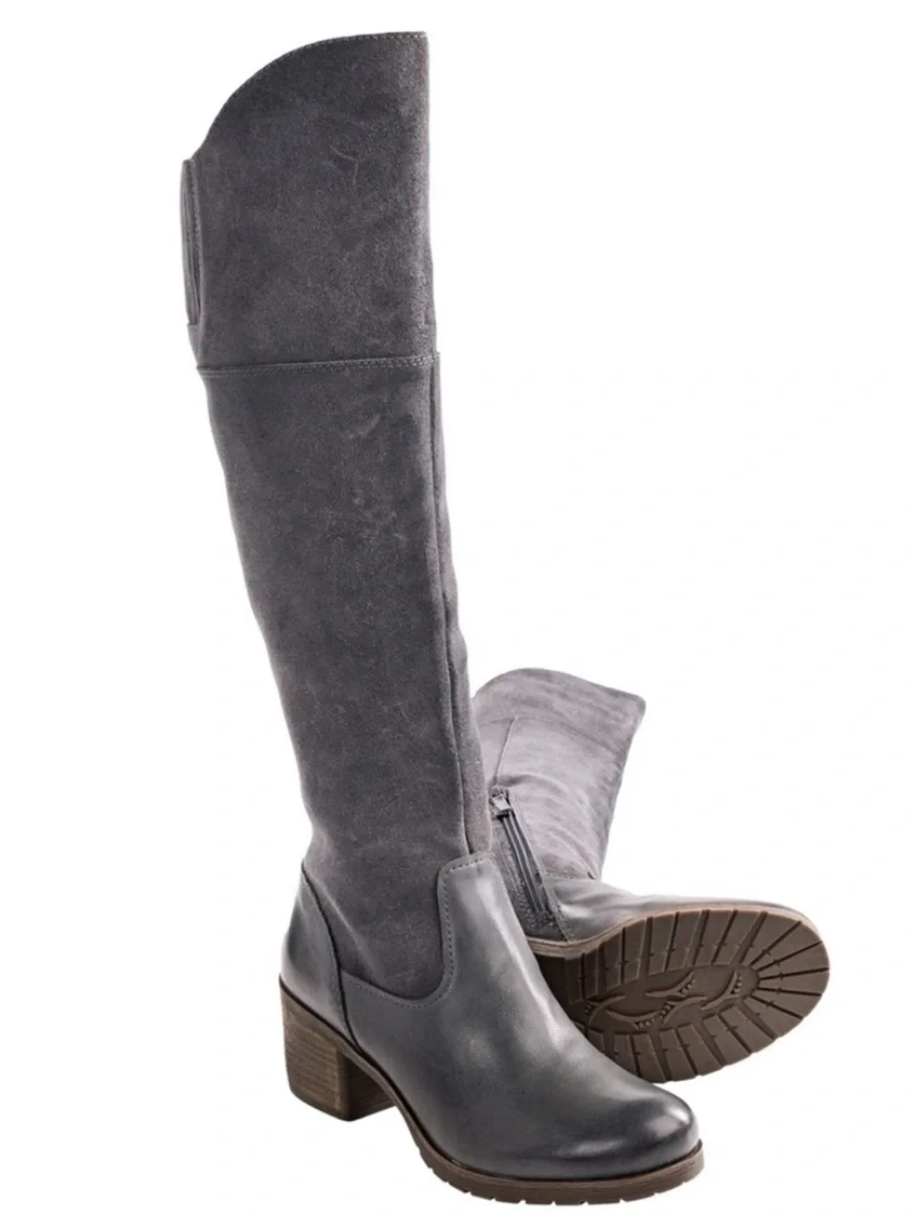 Naya North Wide Shaft Gray Leather Over-the-Knee boots size EU 40 US 9